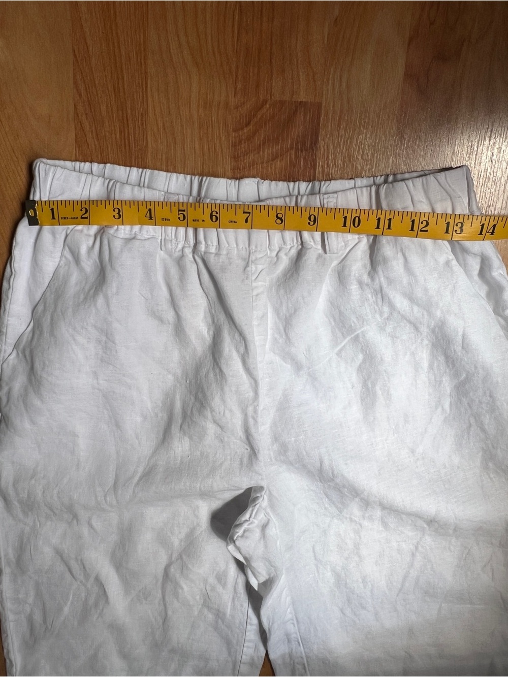 Quince White Elastic-Waist Pull-on Linen Trousers w Belt Loops - Picture 3 of 10